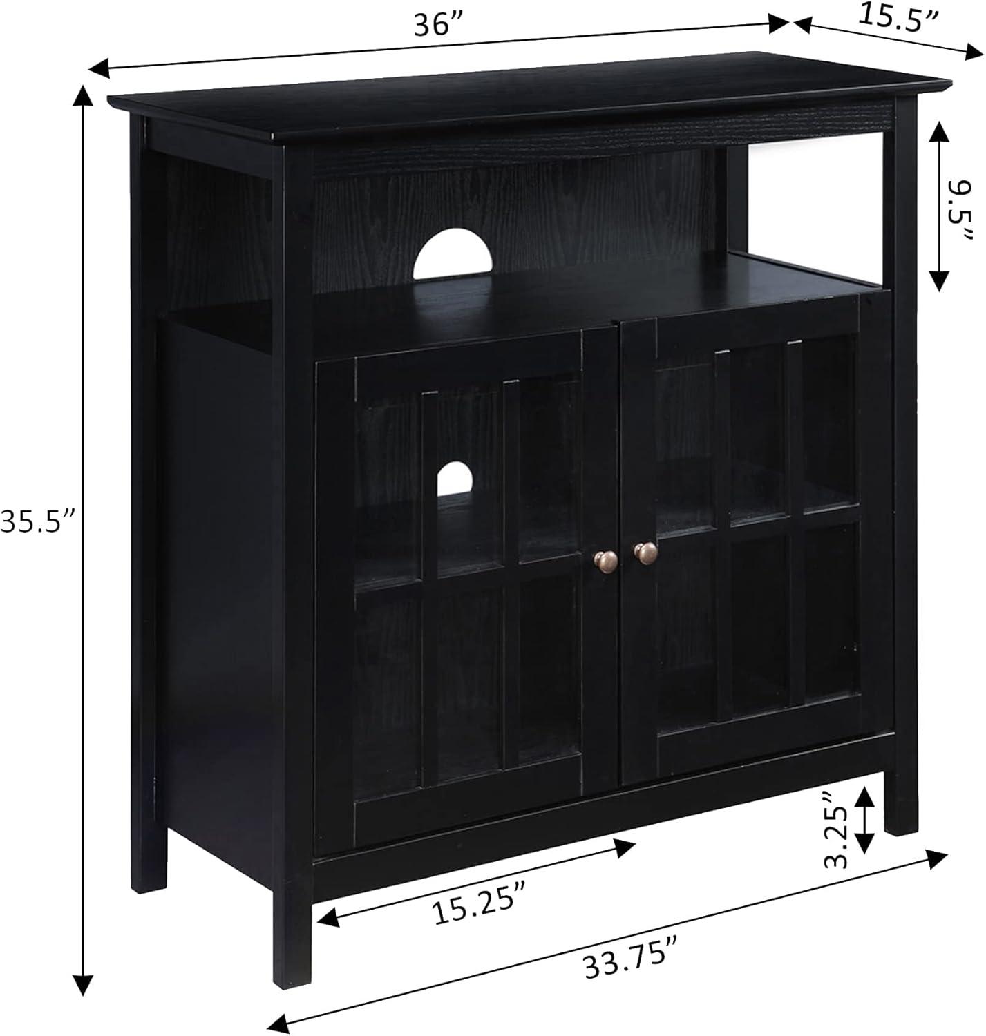 Convenience Concepts Big Sur Highboy TV Stand with Storage Cabinets for TVs up to 40 Inches, Black