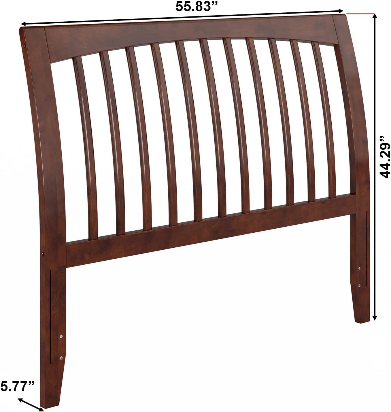 Solid Wood Slat Headboard - Sleigh Design Bed Frame - Walnut Finish - Full, Queen, King Sizes