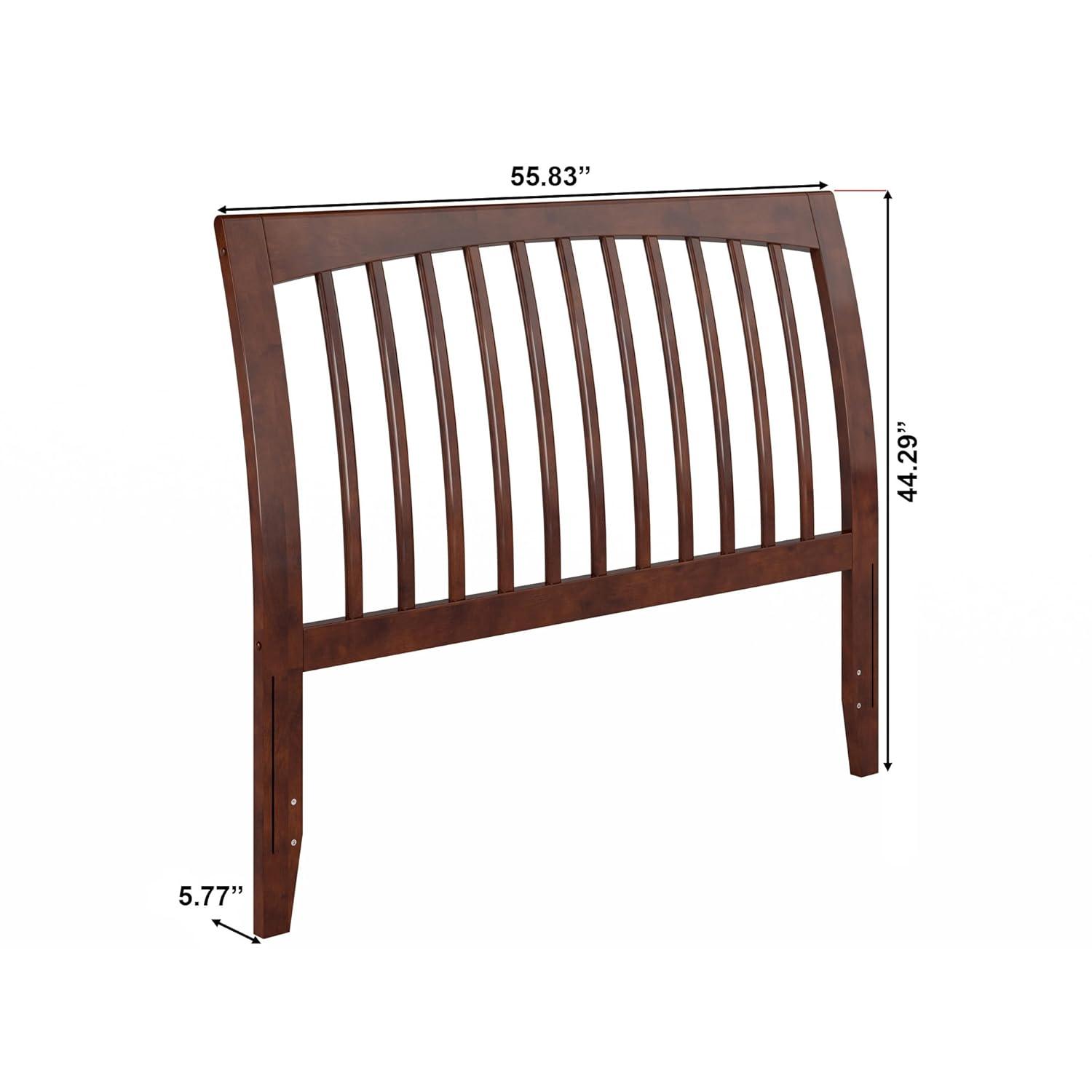 Solid Wood Slat Headboard - Sleigh Design Bed Frame - Walnut Finish - Full, Queen, King Sizes