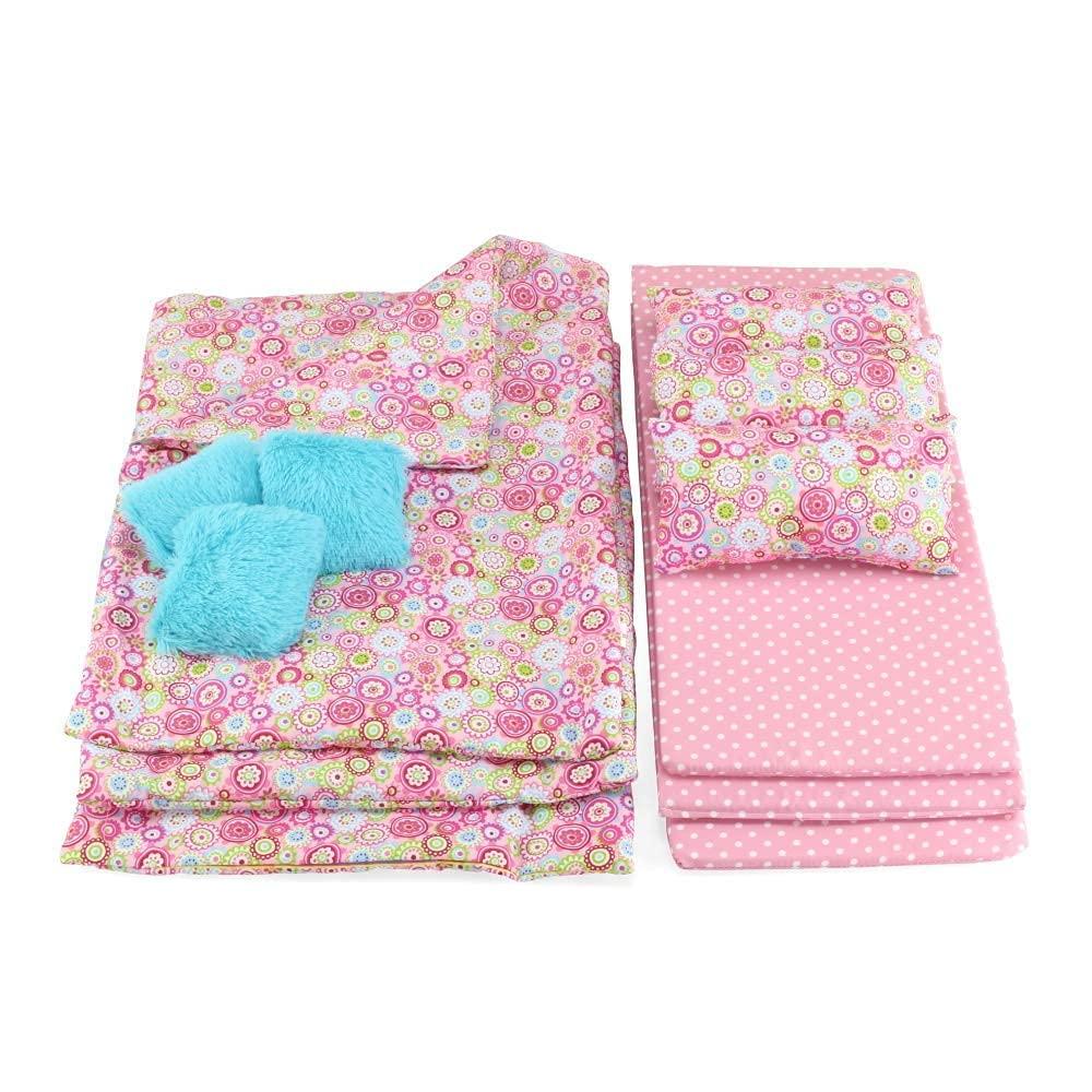 Emily Rose 18 Inch Doll Clothes Bunk - 18" Doll Stackable Triple Bunkbed Gift Set  | 18" Doll Bed with Doll Clothing Storage Drawer and 3 - 4 PC Doll Bedding Accessory Sets | Fits American Girl Dolls