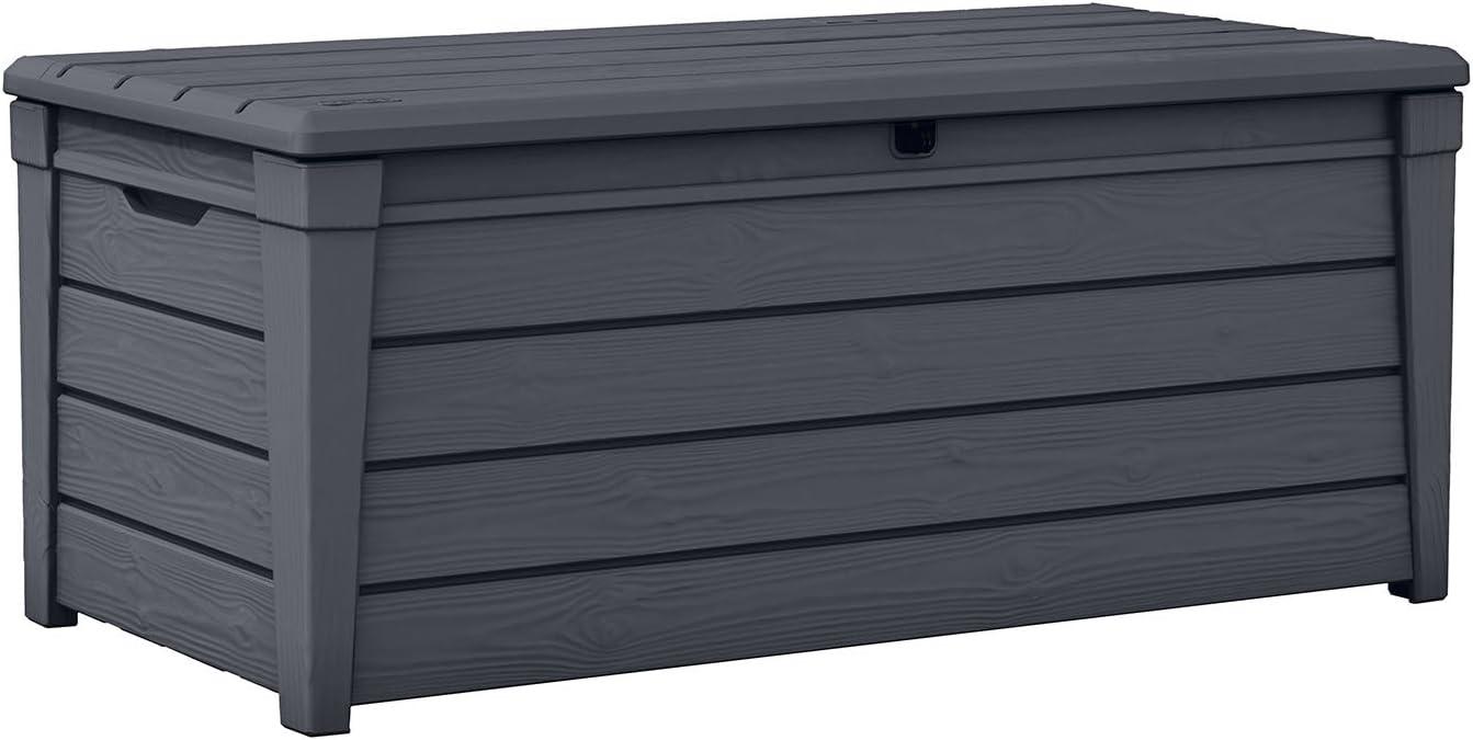 Keter Keter Brightwood 120 Gallon Large Durable Outdoor Storage and Weather Resistant Resin Deck Box