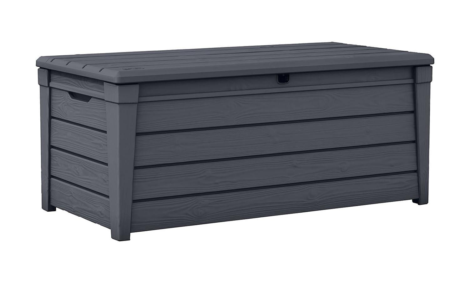 Keter Keter Brightwood 120 Gallon Large Durable Outdoor Storage and Weather Resistant Resin Deck Box