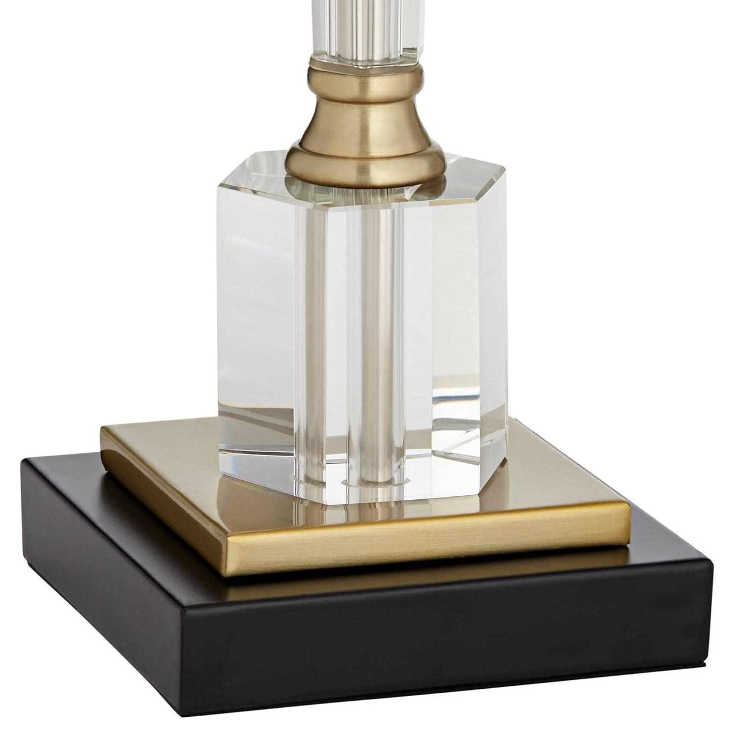 Vienna Full Spectrum Modern Table Lamps 38 1/2" Tall Set of 2 Clear Crystal Glass Hexagonal Column White Drum Shade for Bedroom Living Room Bedside