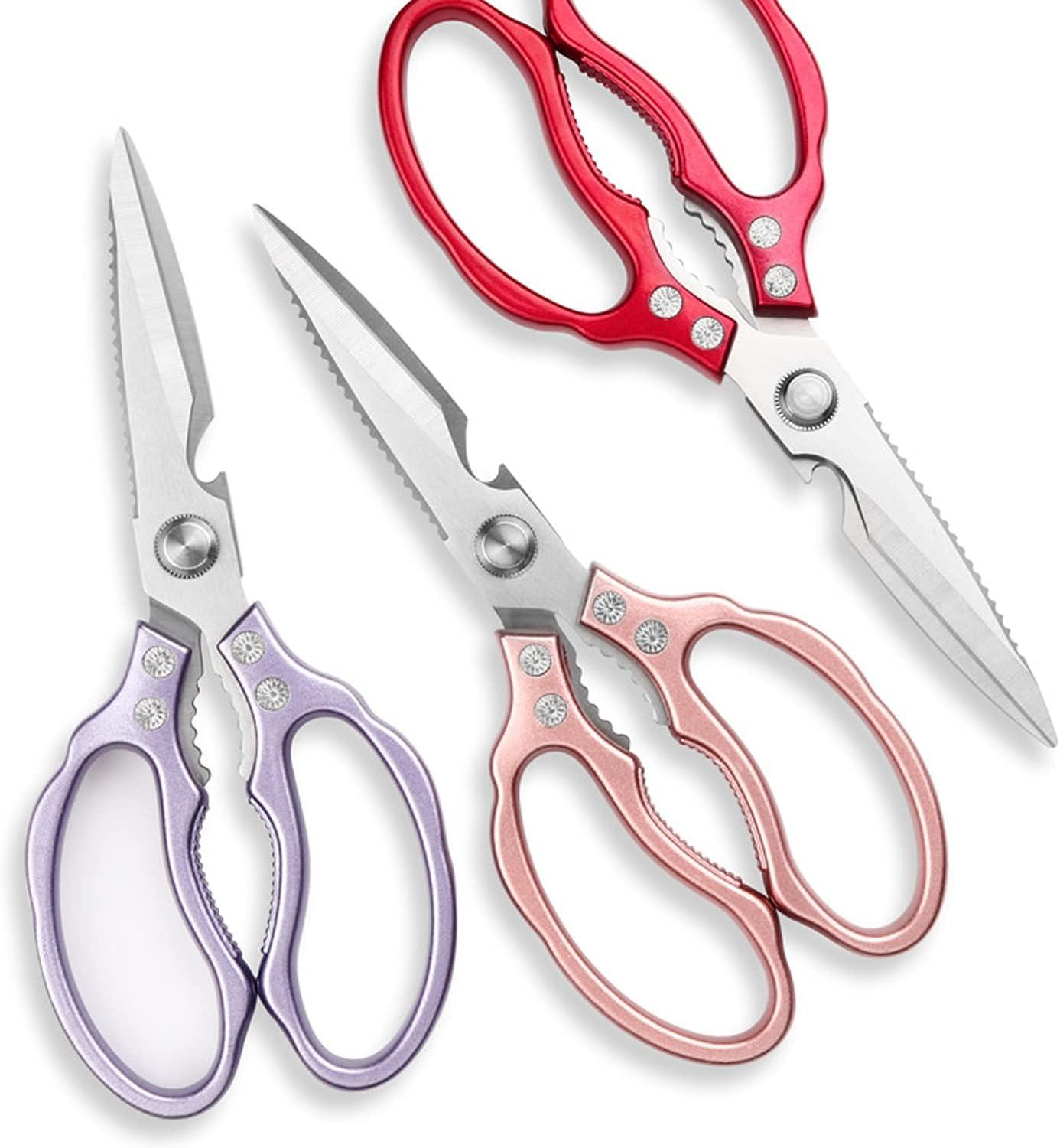 charext Kitchen Scissors, Sharp Kitchen Shears Dishwasher Safe Heavy Duty,Purple Kitchen Accessories Cooking Shears for Kitchen Meat Chicken Fish Poultry Herb Bread (Purple)
