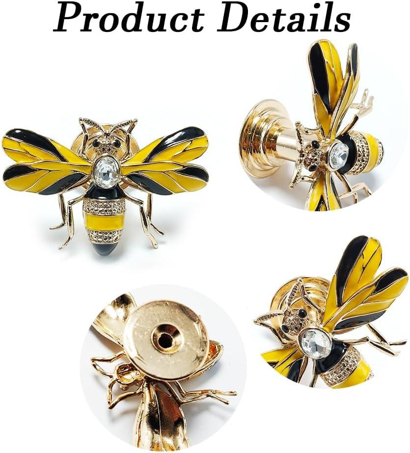 Stylish Yellow Bee Knob Handle 4 Pcs Zinc Alloy Furniture Decoration Accessories(Bee) for Cupboards, Wardrobes, Drawers, Bedside Cabinets, Closet Doors - Designed for Home or Office