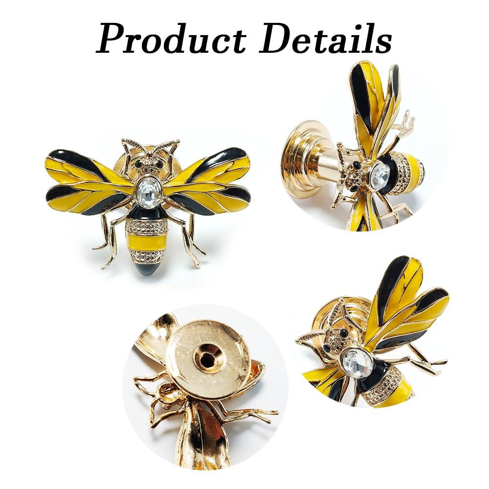 Stylish Yellow Bee Knob Handle 4 Pcs Zinc Alloy Furniture Decoration Accessories(Bee) for Cupboards, Wardrobes, Drawers, Bedside Cabinets, Closet Doors - Designed for Home or Office