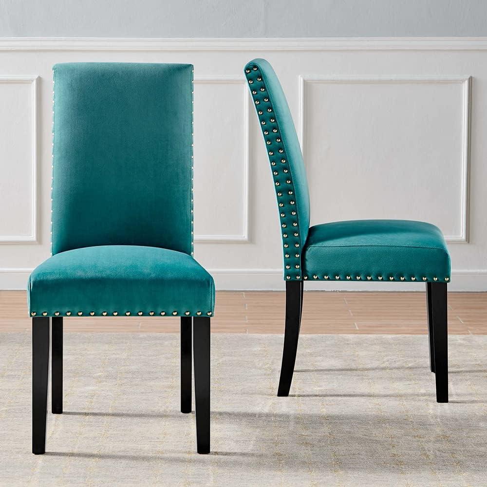 Modway Silver Orchid Lind Velvet Nailhead Trim Dining Side Chairs