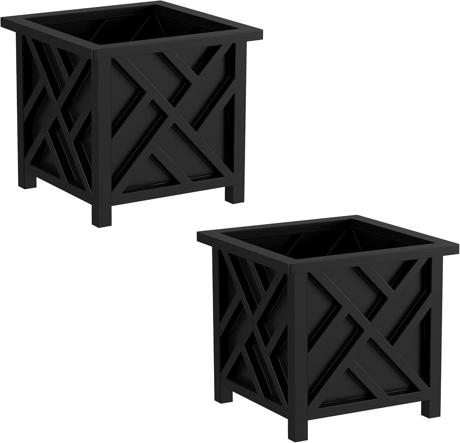 Pure Garden 2 -Pack Square 14.75-in W x 13-in H x Black Plastic Contemporary/Modern Outdoor Planter
