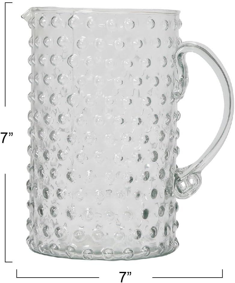 Creative Co-Op Hand Blown Glass Hobnail Pitcher, Clear