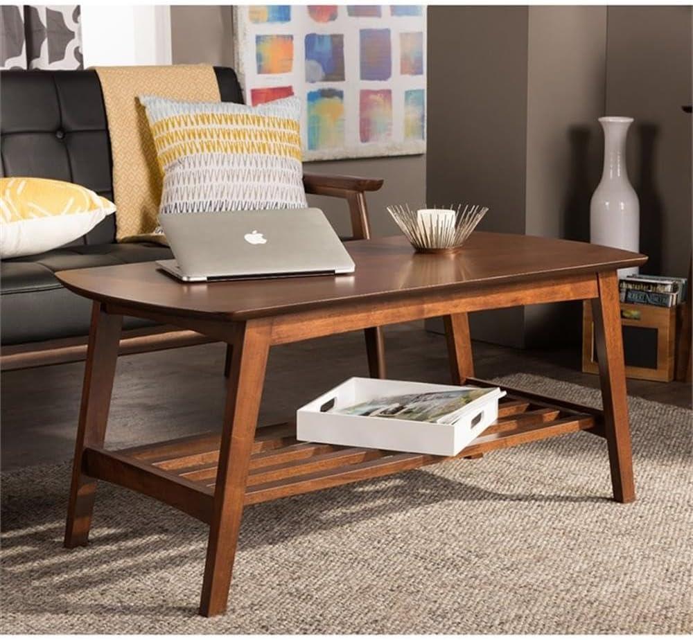 Sacramento Dark Walnut Mid-Century Modern Coffee Table with Storage