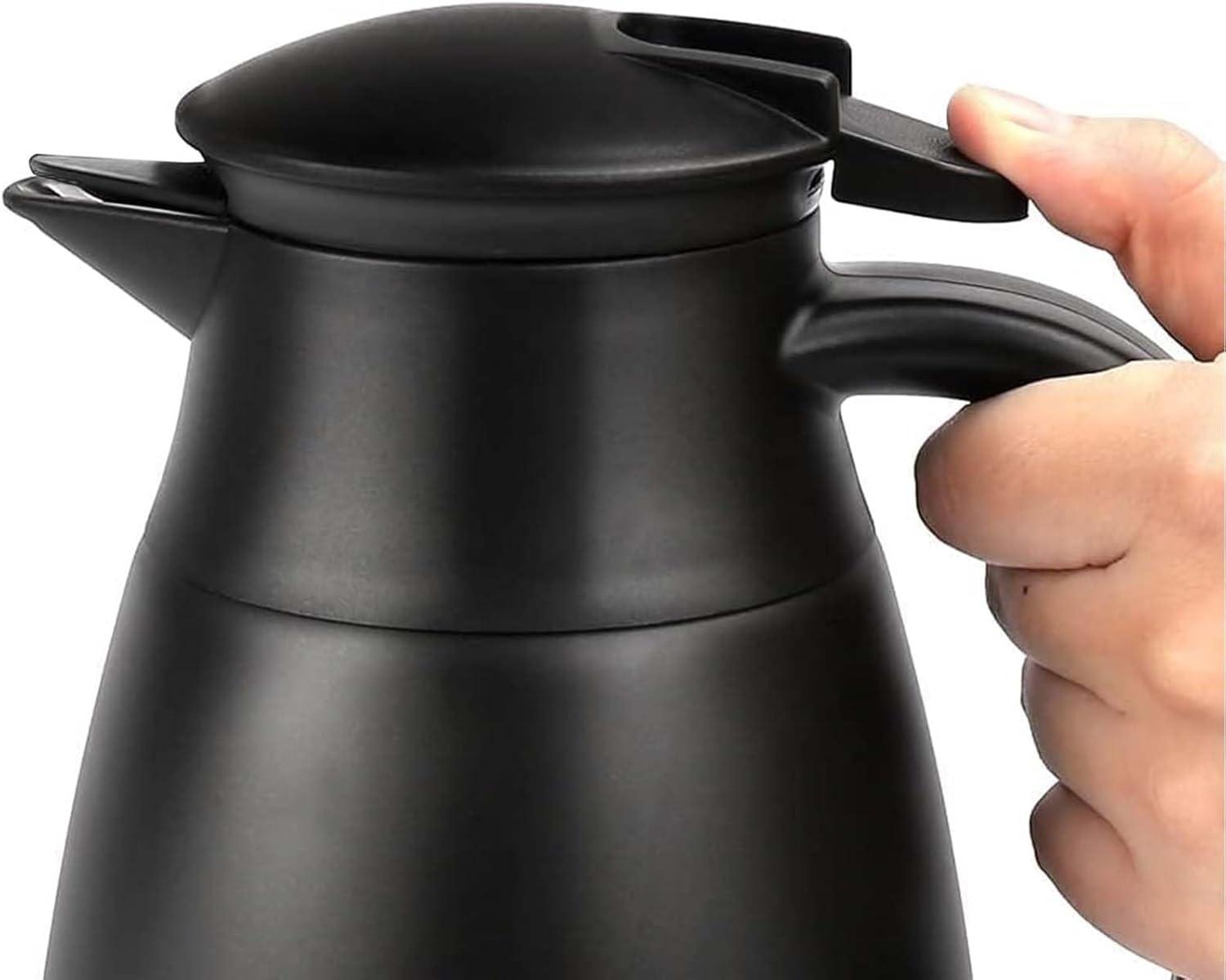 70oz Coffee Carafe Airpot Insulated Coffee Urn Stainless Steel Vacuum Thermal Pot Flask Dispenser for Coffee, Hot Water, Tea, Hot Beverage - Keep 12 Hours Hot, 24 Hours Cold-Black