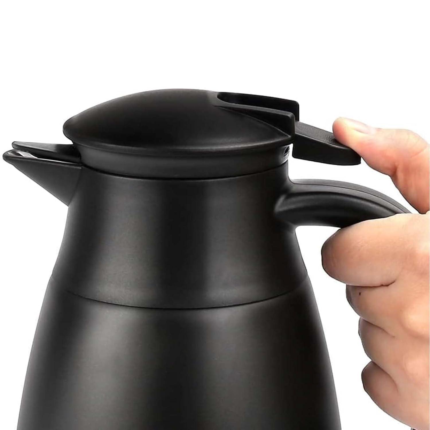 70oz Coffee Carafe Airpot Insulated Coffee Urn Stainless Steel Vacuum Thermal Pot Flask Dispenser for Coffee, Hot Water, Tea, Hot Beverage - Keep 12 Hours Hot, 24 Hours Cold-Black