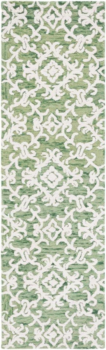 Blossom BLM104 Hand Tufted Runner Rug - Green/Ivory - 2'3"x8' - Safavieh.