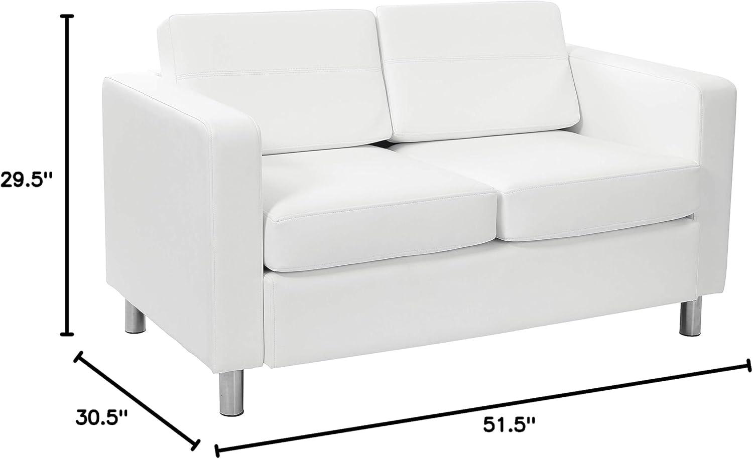 Pacific Loveseat In Dillon Snow White Faux Leather by Office Star