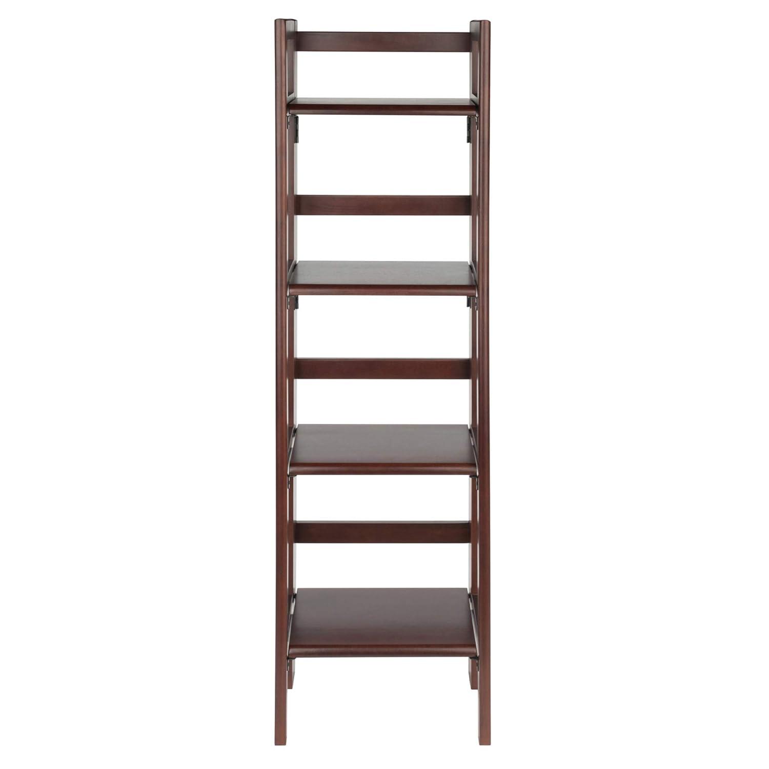 51.34" Terry Folding Bookcase Walnut - Winsome: Beech Wood, 4 Shelves, Space Saver