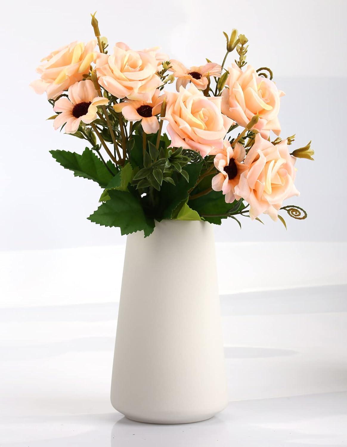 Elegant White Ceramic Modern Table Vase, 6"