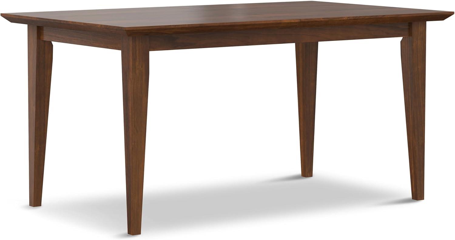 Draper 66-84"W Walnut Extendable Dining Table, Mid-Century Modern Style