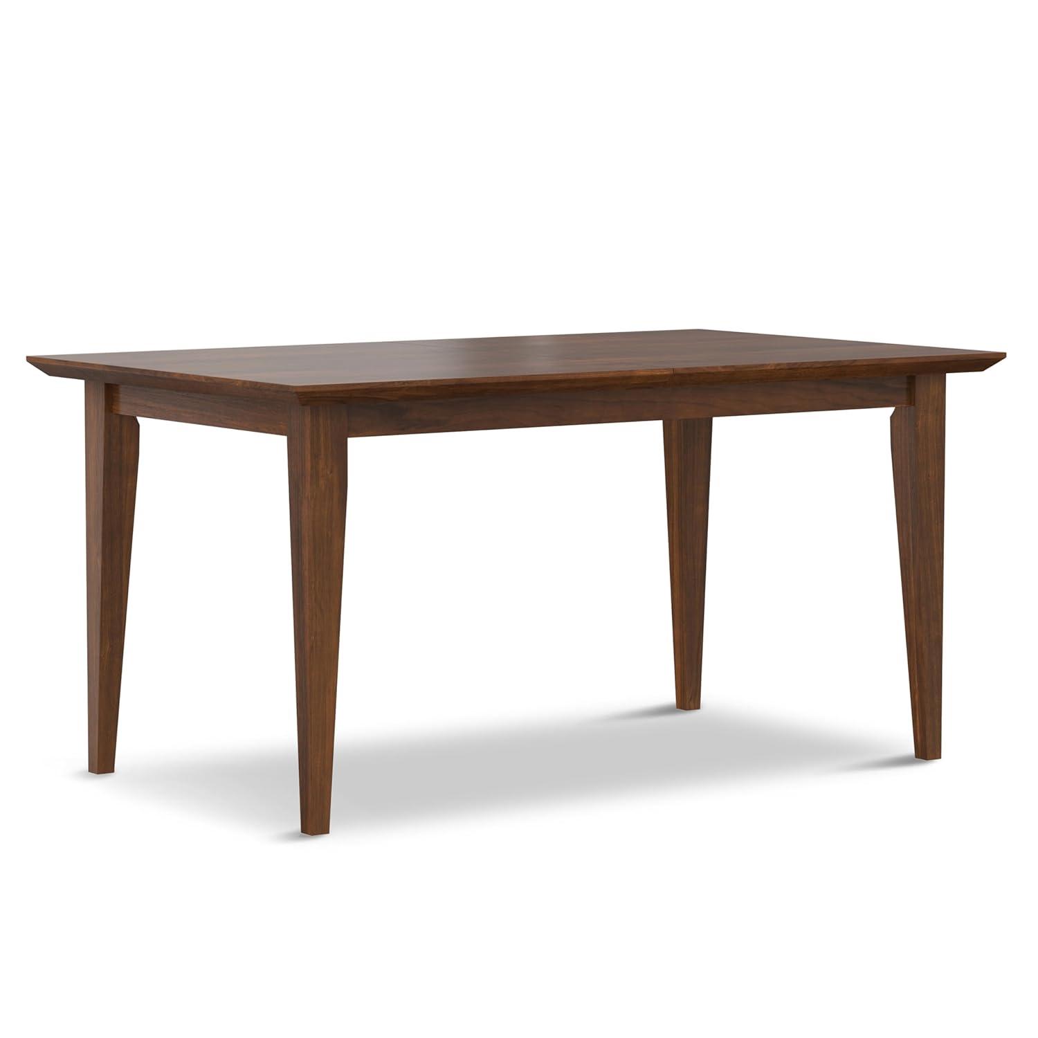 Draper 66-84"W Walnut Extendable Dining Table, Mid-Century Modern Style