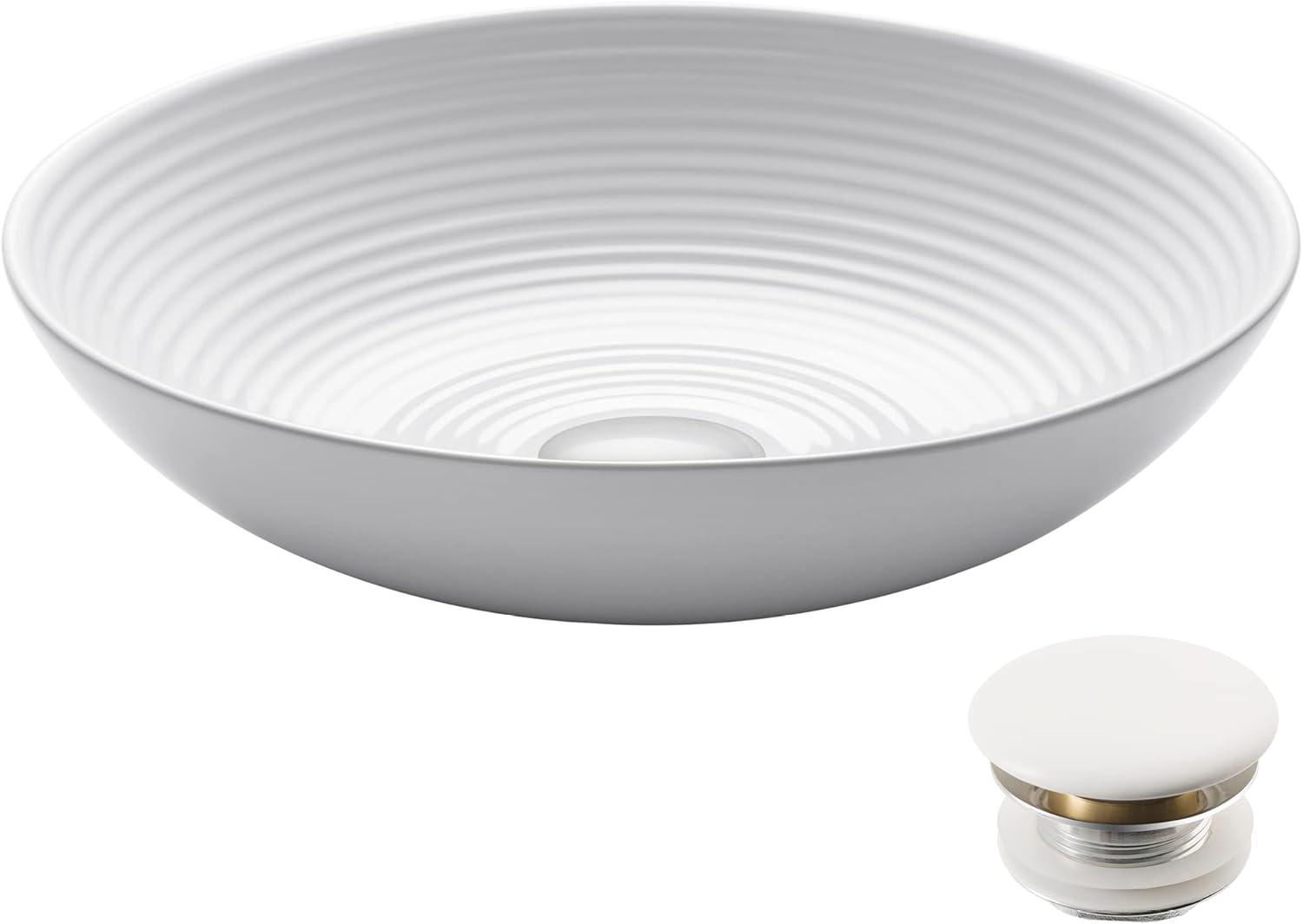 Viva Round White Ceramic Vessel Sink with Pop-Up Drain