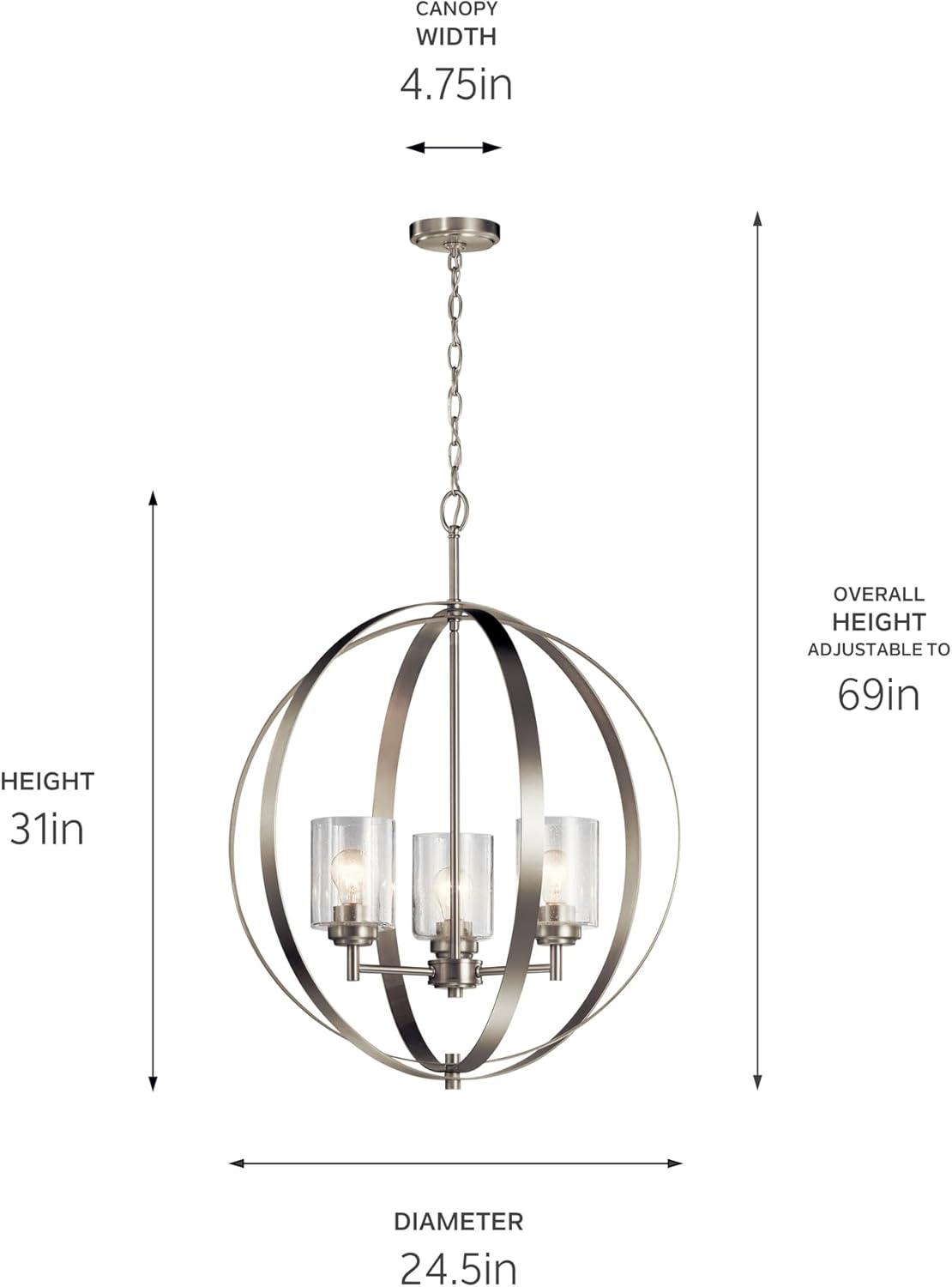 3 - Light Shaded Globe Chandelier