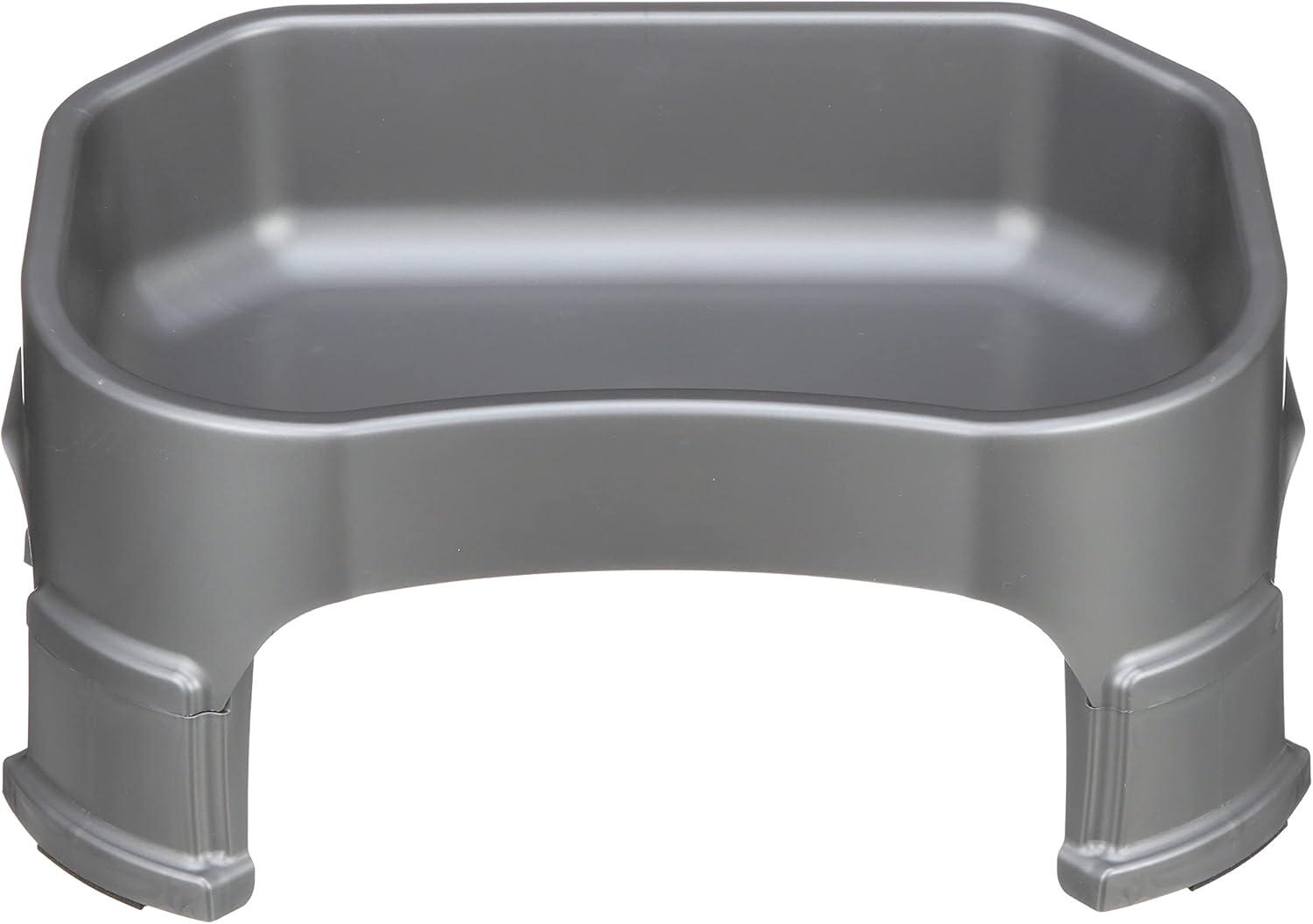 Neater Pets Big Bowl with Leg Extensions for Dogs - Raised for Feeding Comfort - Extra Large Plastic Trough Style Food or Water Bowl for Use Indoors or Outdoors, Gunmetal, 1.25 Gallon (160 Oz.)