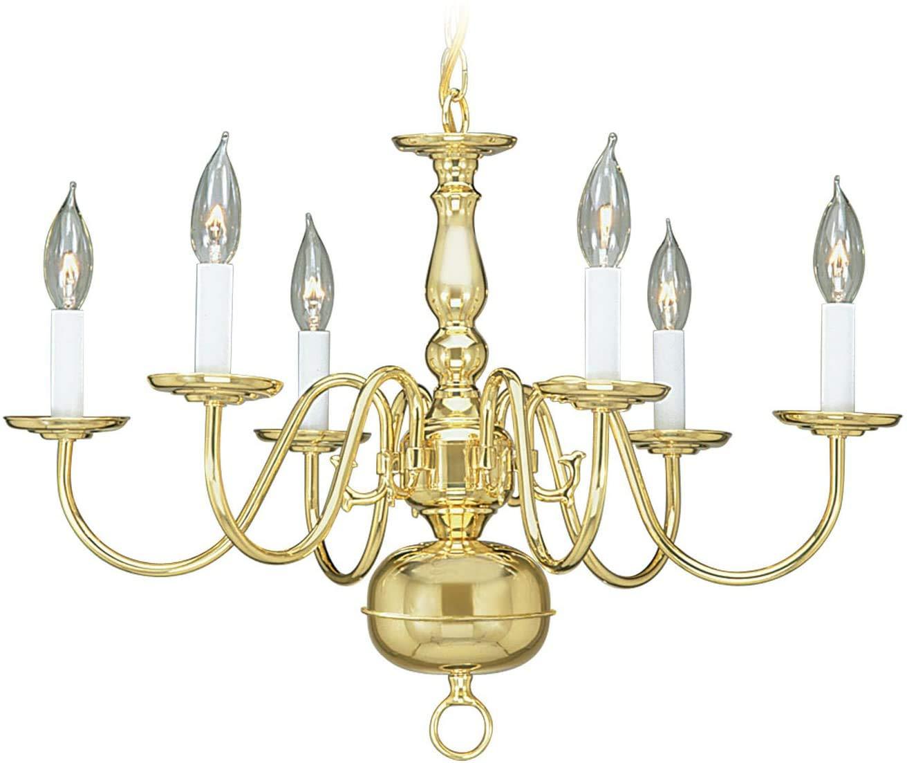 Livex Lighting Williamsburgh 6 - Light Chandelier in  Polished Brass