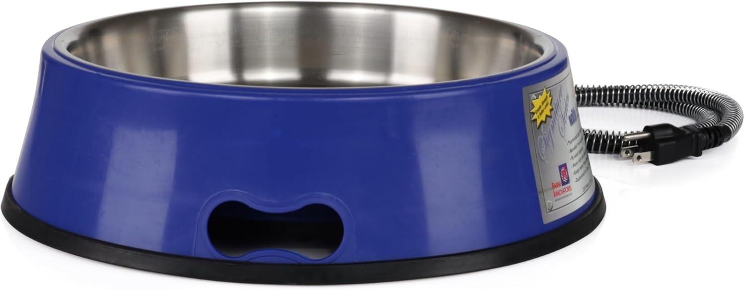 Farm Innovators SB-40 Signature Series 3 Quart Electric Heated Pet Water Bowl with Stainless Steel Insert, Thermostatic Control, 40 Watt