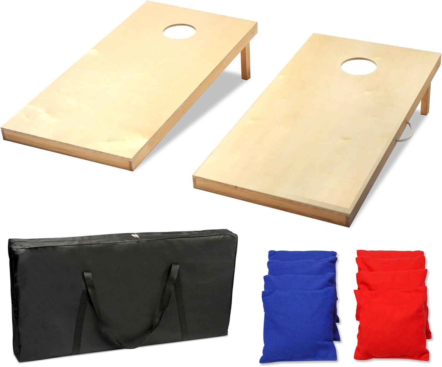 Natural Wood Cornhole Game Set with All-Weather Bean Bags