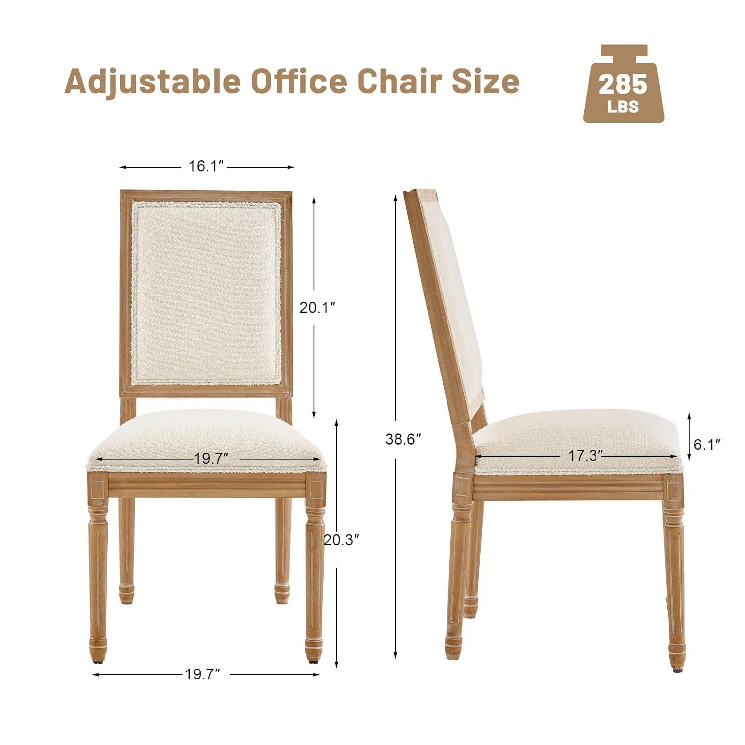 Furniliving French Country Dining Chairs Set of 2, Upholstered Farmhouse Dining Room Chairs, Sherpa Fabric Side Chairs for Kitchen Dining Room, White