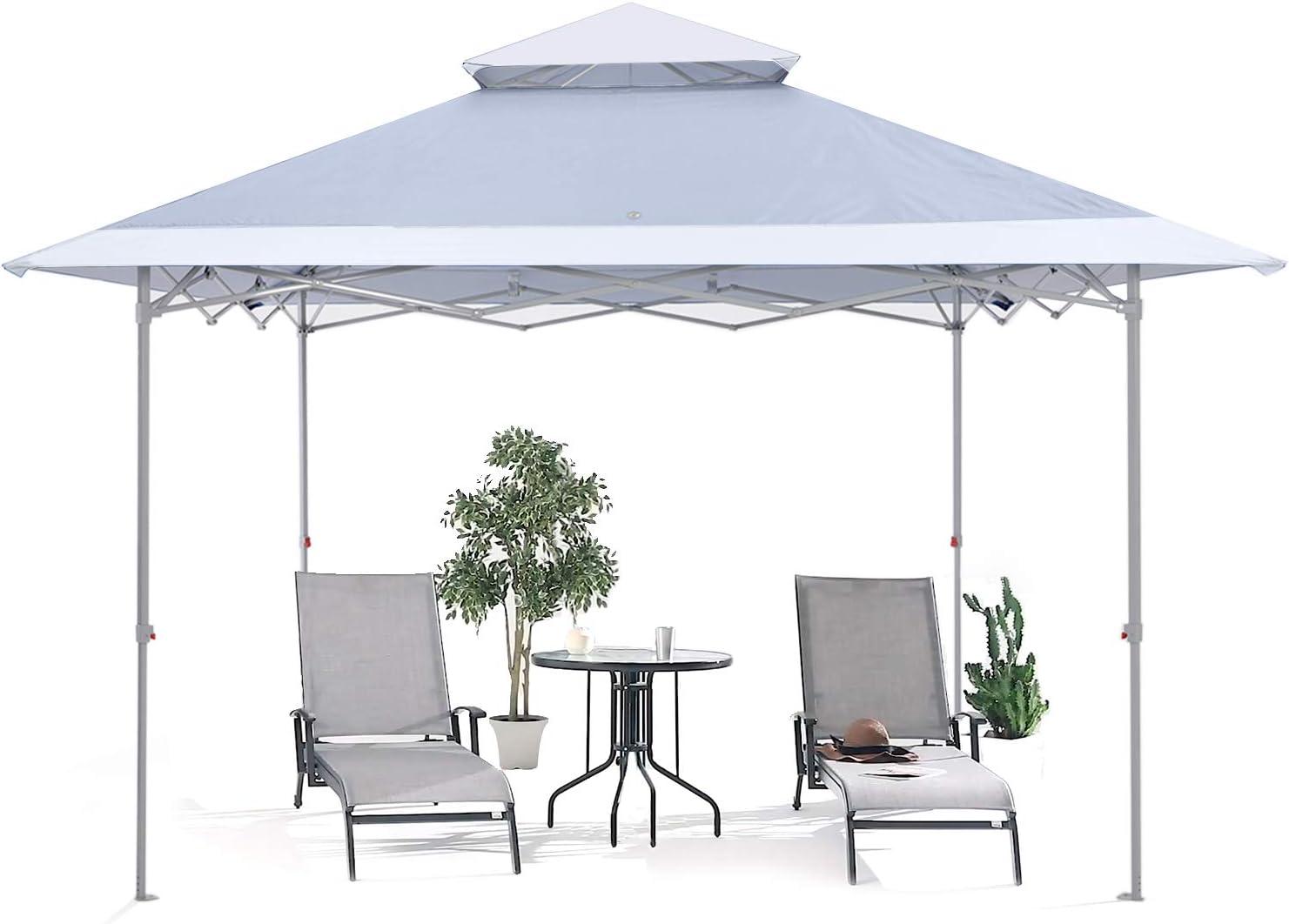 13 ft. × 13 ft. Pop-up Canopy with Rolling Storage Bag Light Gray/White