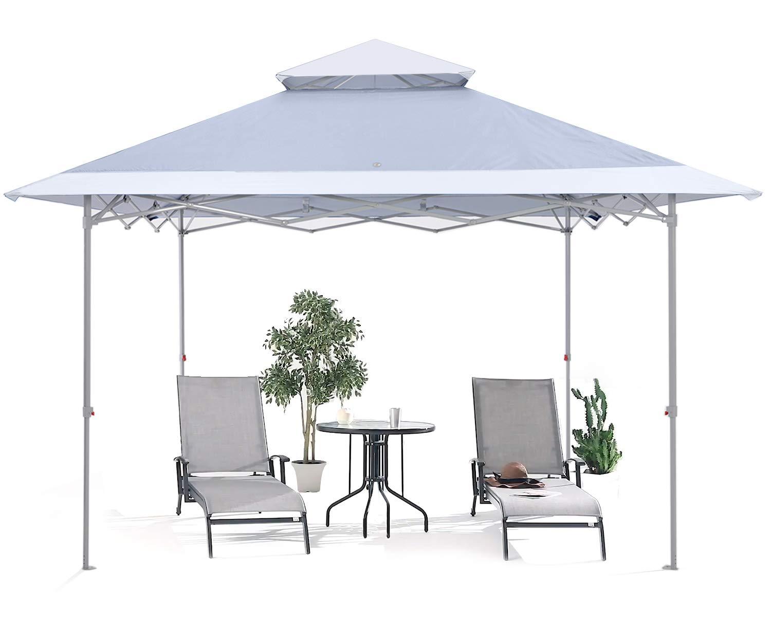 13 ft. x 13 ft. Pop-up Canopy with Rolling Storage Bag Light Gray/White