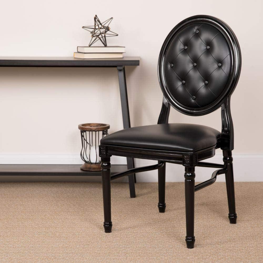 Flash Furniture 2 Pack HERCULES Series 900 lb. Capacity King Louis Chair with Tufted Back, Black Vinyl Seat and Black Frame