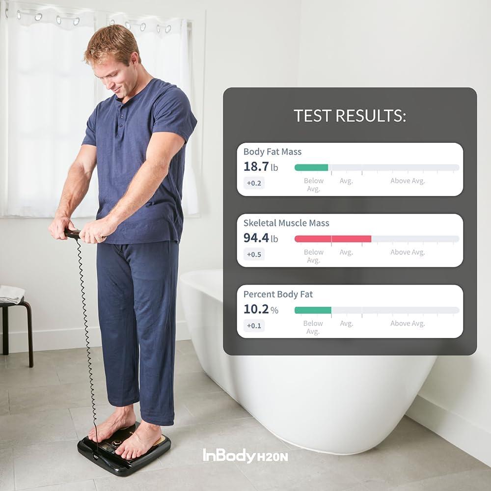 InBody H20N - Smart Full Body Composition Analyzer Scale, BMI, Body Fat, Muscle Mass, Bluetooth Connection - Midnight Black