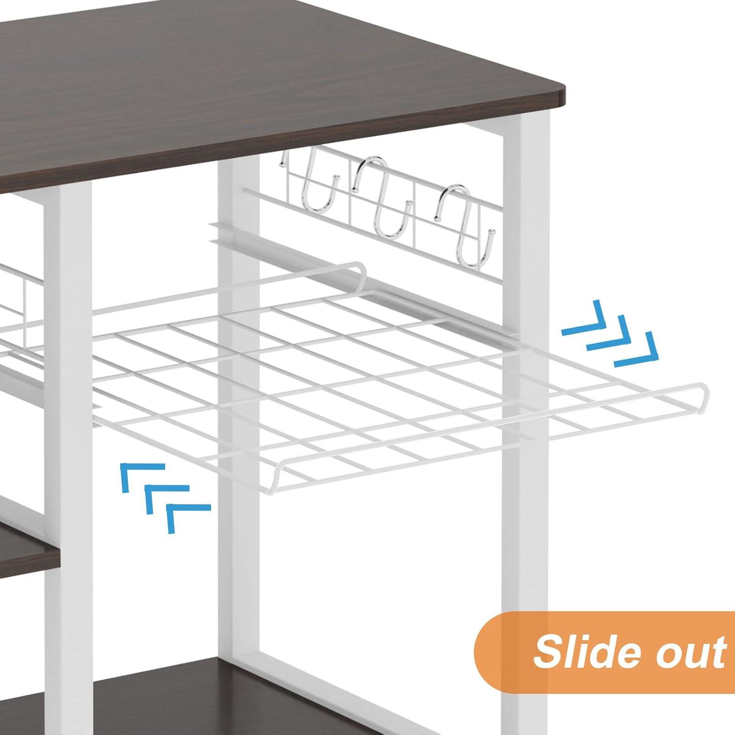 Walnut Black 3-Tier Kitchen Baker's Rack with Storage and Spice Rack