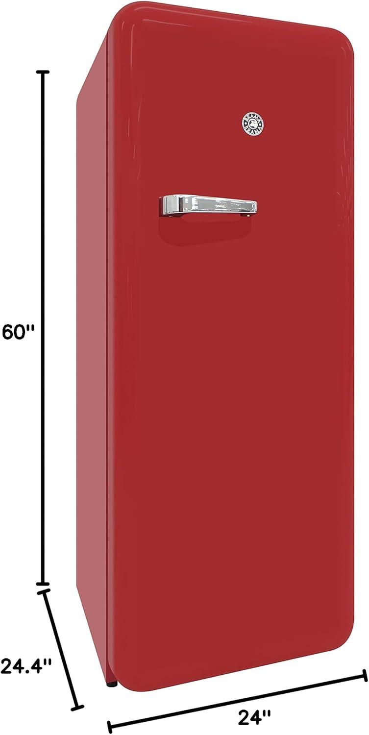 Brama 9.2 Cu.Ft. Retro Red Top-Freezer Refrigerator with Solid Steel Door