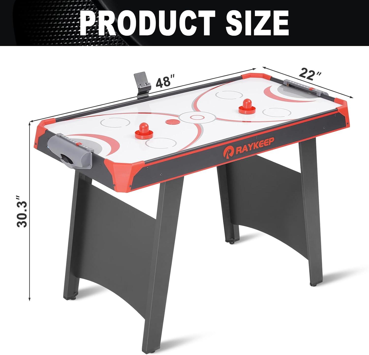 RayChee 48'' Black and Red MDF 2-in-1 Air Hockey and Table Tennis Game Table
