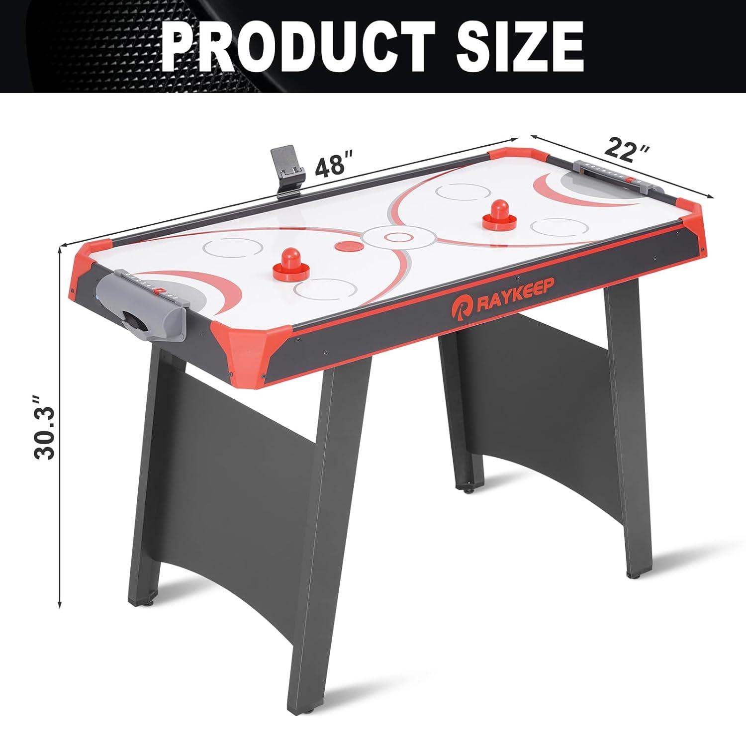 RayChee 48'' Black and Red MDF 2-in-1 Air Hockey and Table Tennis Game Table