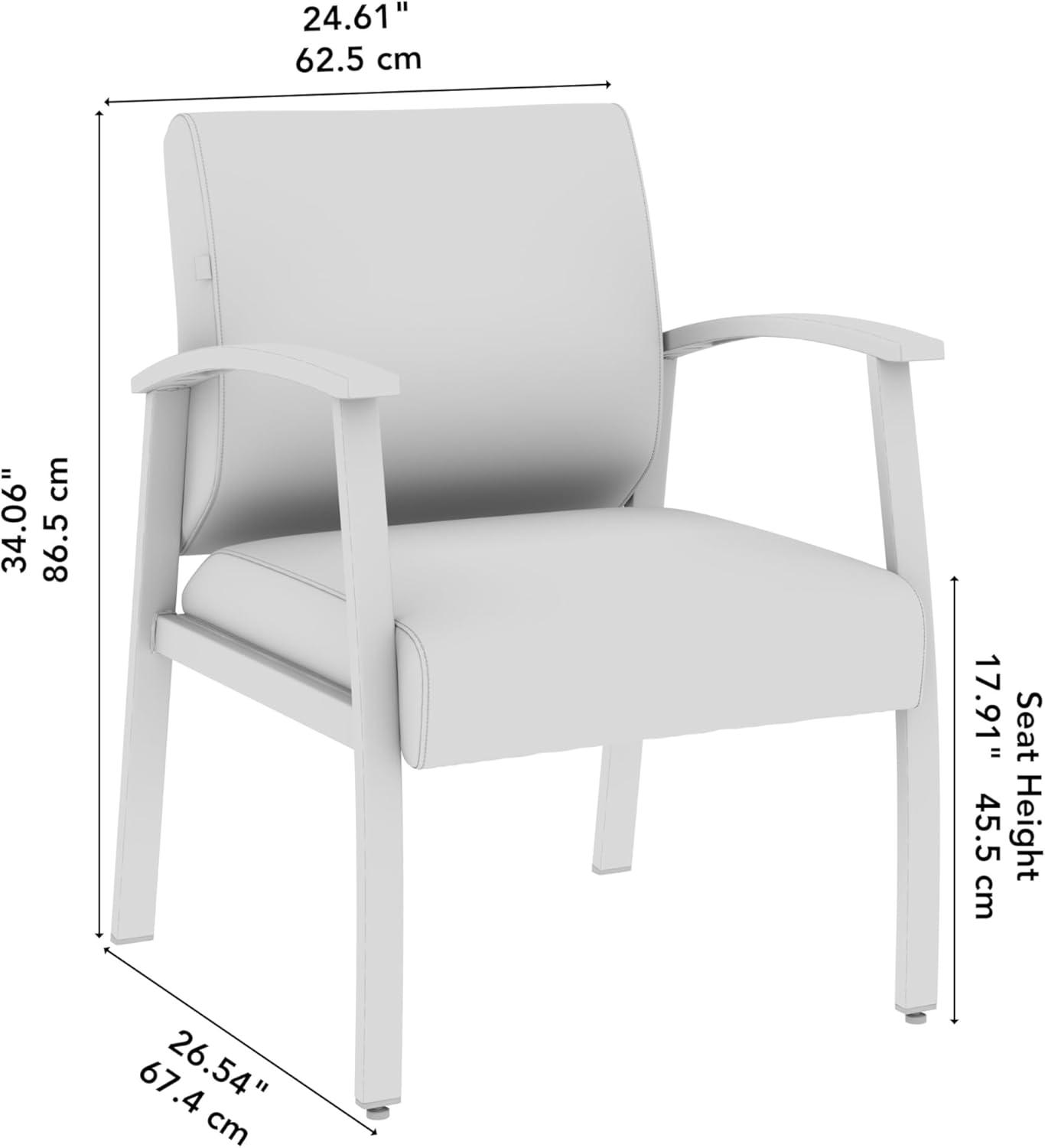 Bush Business Arrive Waiting Room Guest Chair with Arms in Light Gray Vinyl