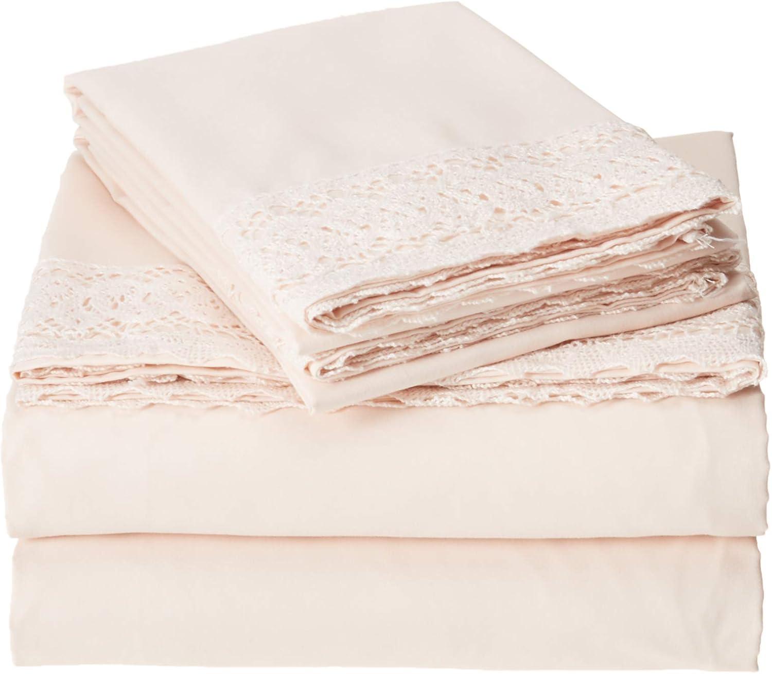 Modern Threads Yate Soft Microfiber Crochet Lace Sheets - Luxurious Microfiber Bed Sheets - Includes Flat Sheet, Fitted Sheet with Deep Pockets, & Pillowcases