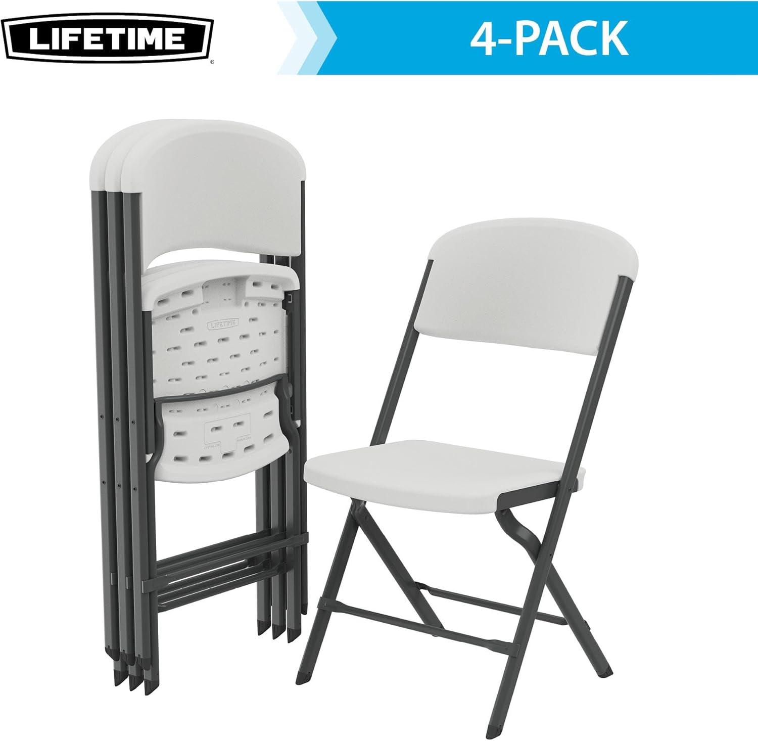 Lifetime Polyethylene Folding Chair - 4 Pack, Indoor/Outdoor (Commercial Grade)- White (81158)