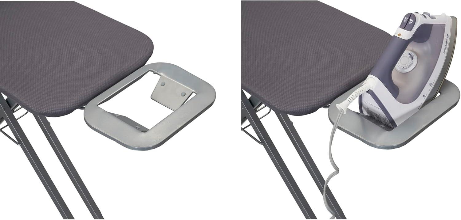Household Essentials Ironing Center Mesh Steel Top Silver: Full Size Adjustable Ironing Board with Non-Slip Iron Rest