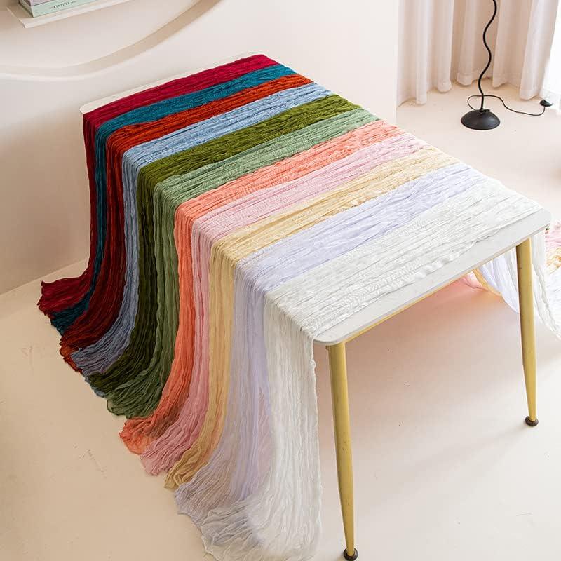 Mint Green Cheesecloth Table Runner 6 Pack 35" Boho Gauze Runner 120 inches Long Tablecloth Runner Rustic Sheer Fabric Bulk for Baby Shower Wedding Bridal Birthday Party Table Decorations