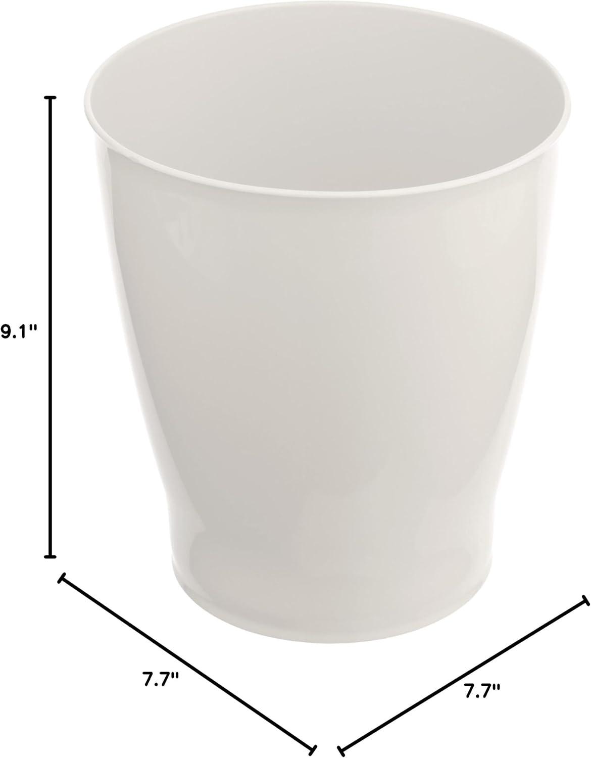 Compact White Plastic Bathroom Wastebasket