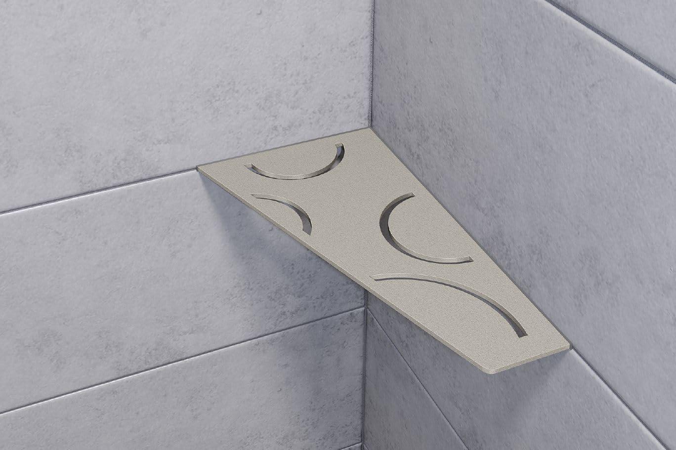 Floral Greige Aluminum Triangular Corner Shelf