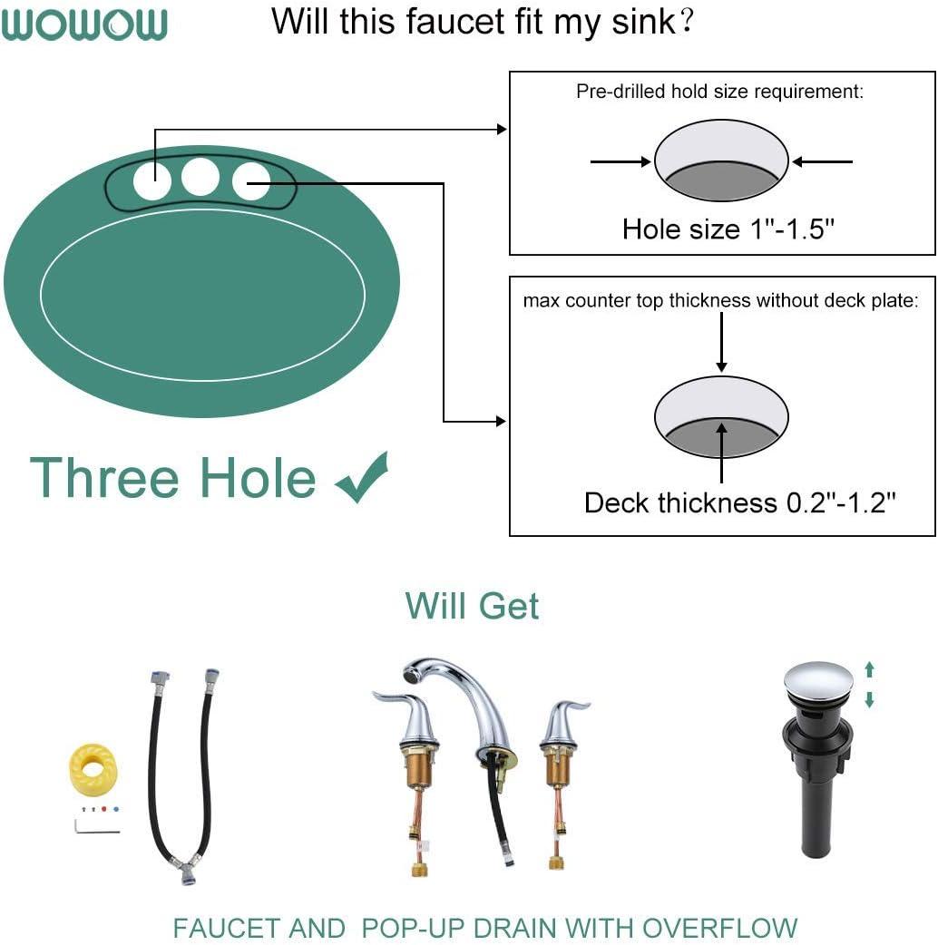 Widespread 2-handle Bathroom Faucet with Drain Assembly