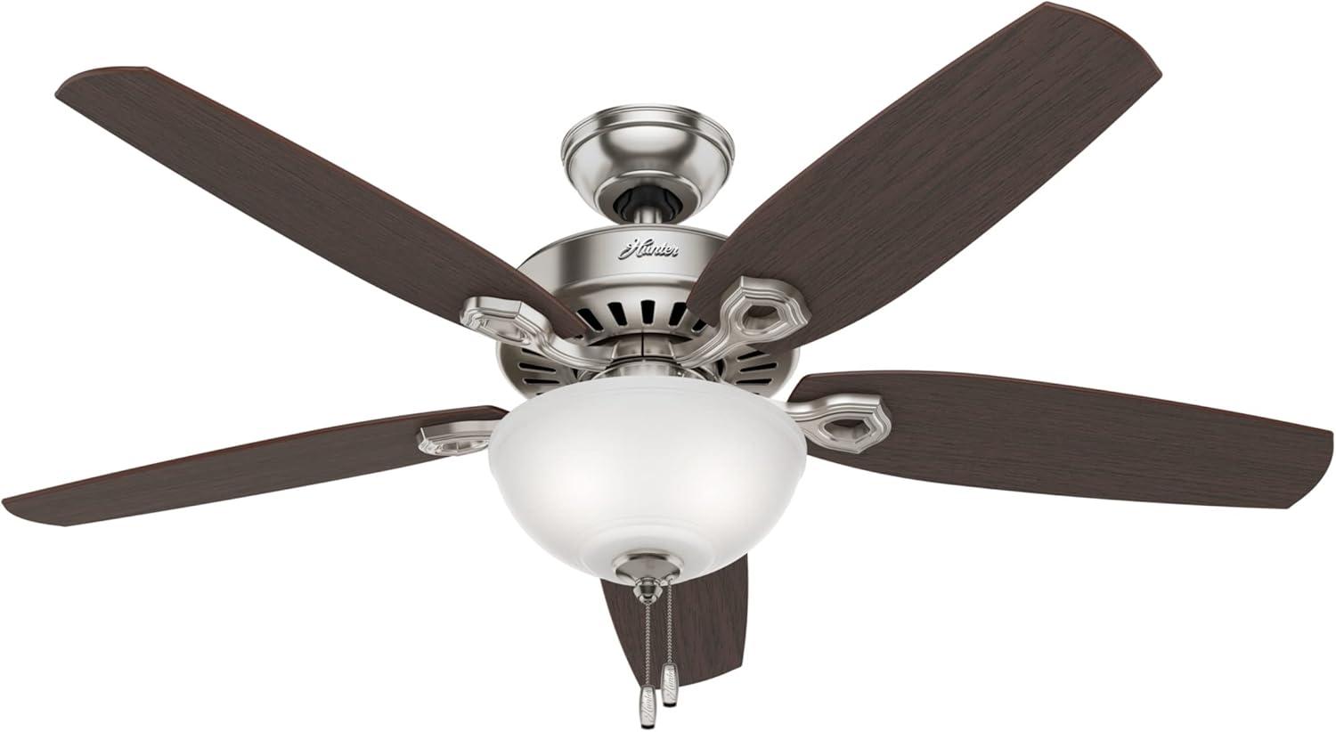 52" Builder Deluxe 5 - Blade Standard Ceiling Fan with Pull Chain and Light Kit Included