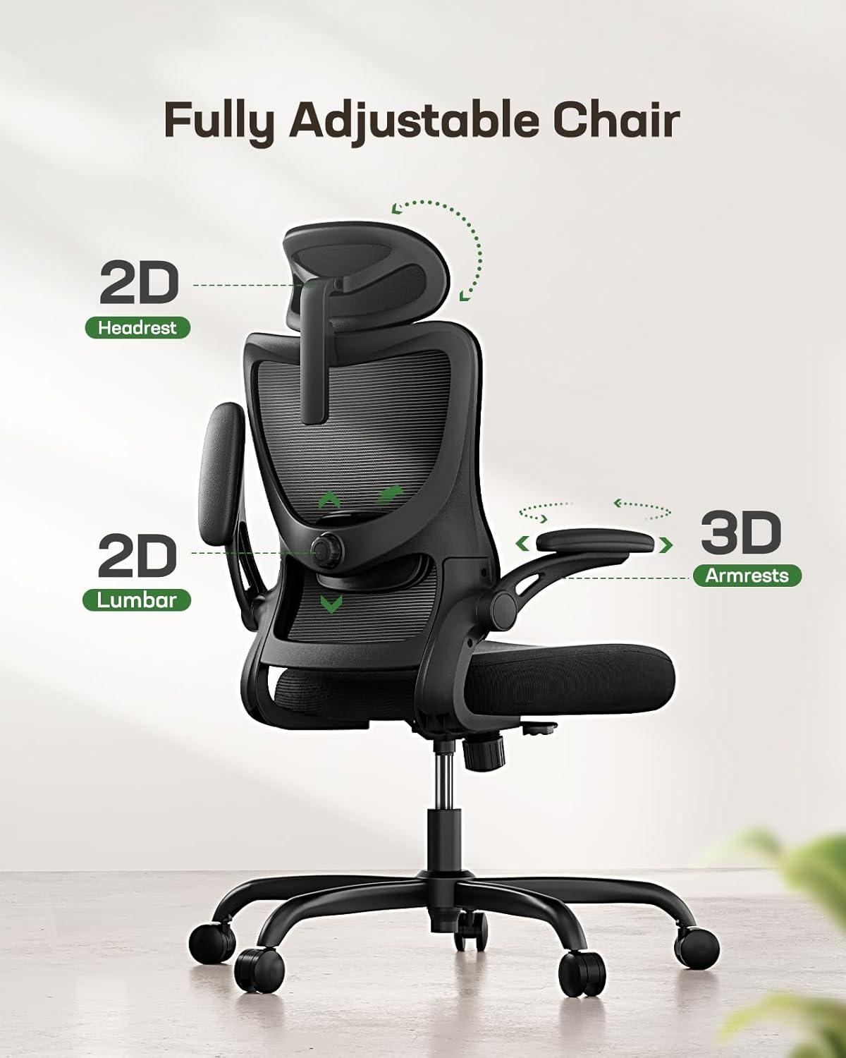 Black Ergonomic High Back Mesh Office Chair with Adjustable Arms