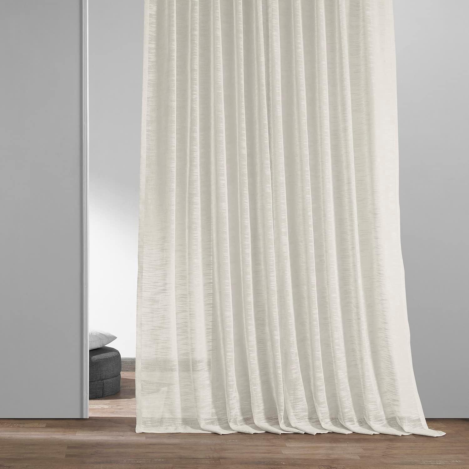 Ivory Open Weave Linen Sheer 96" Curtain Panel