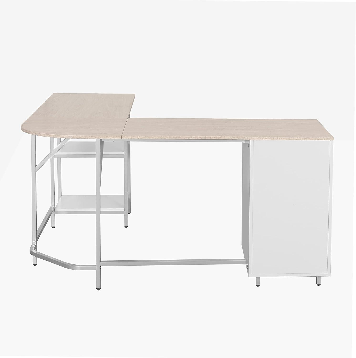 L Shape Home Office Two-Tone Desk with Storage - Techni Mobili