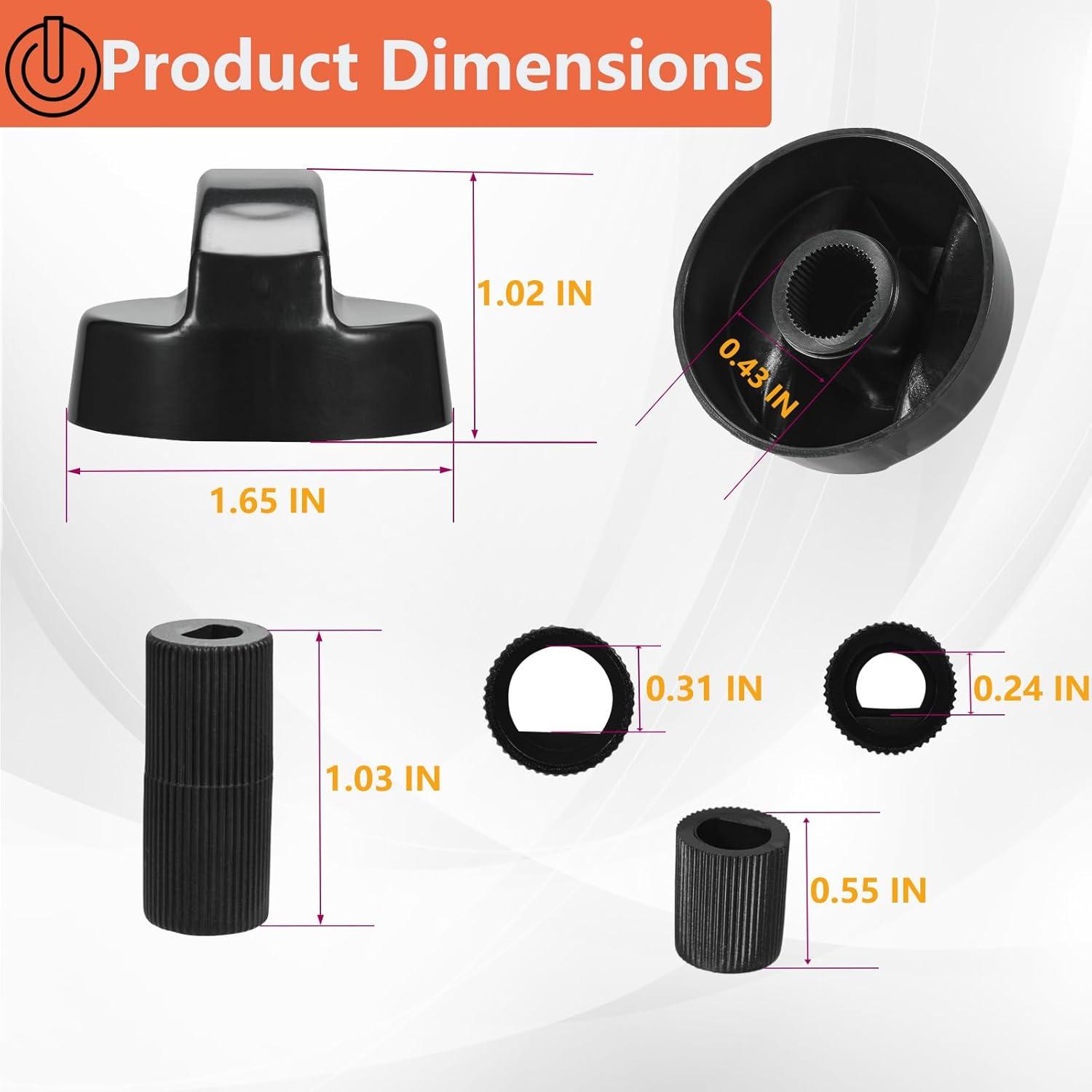 Myenne 4 Pack Oven Control Switch Knobs With 12 Adapters Universal Stove Knobs Replacements Burner Range Knobs For Oven Stove Range Black